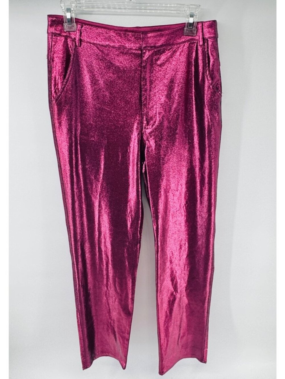 Luxuoire Ariella Metallic Pants Fuchsia Pink Metallic Size Medium NWT